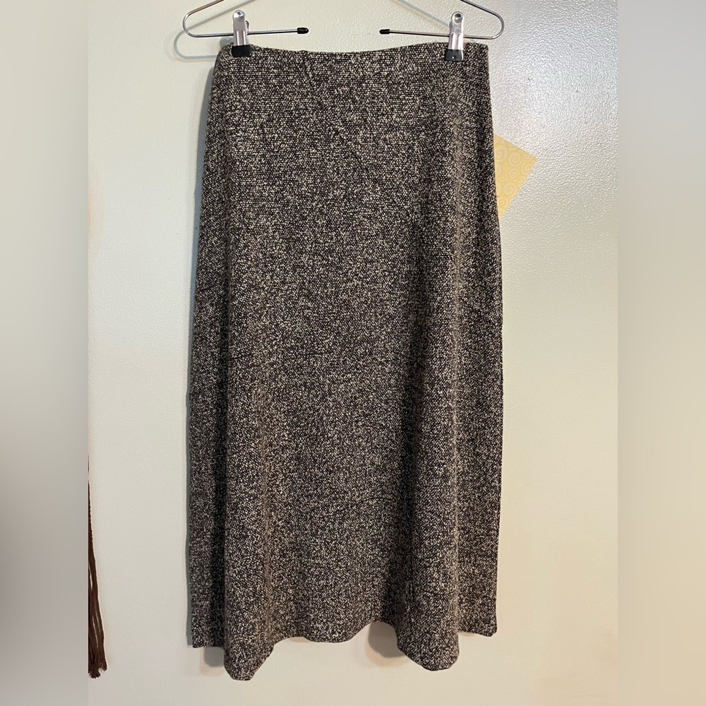 Modern Soul Elegant Black and Gray Tweed Women's Skirt Pull On Midi A Line S NWT